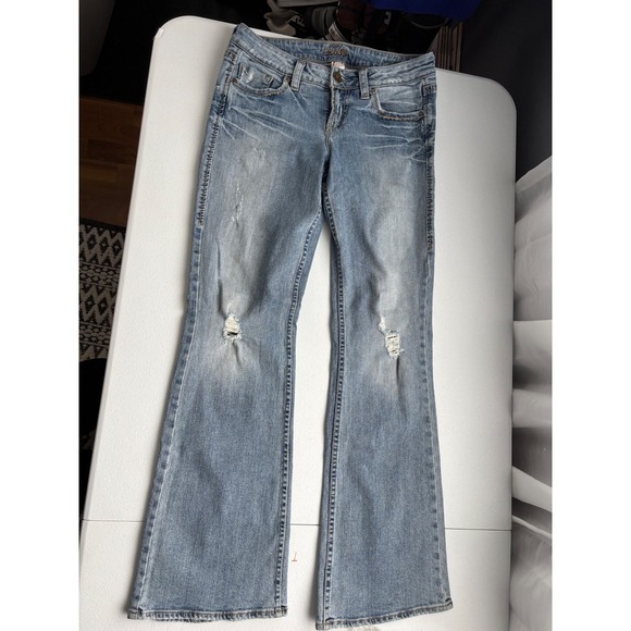 Silver Jeans Lola Bootcut Jeans Distressed Denim Rips Womens 28/33 - Picture 1 of 6